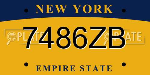 7486ZB New York License Plate