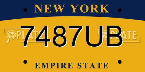 7487UB New York License Plate