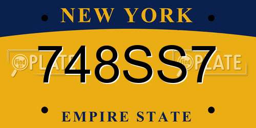 748SS7 New York License Plate