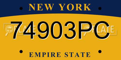 74903PC New York License Plate