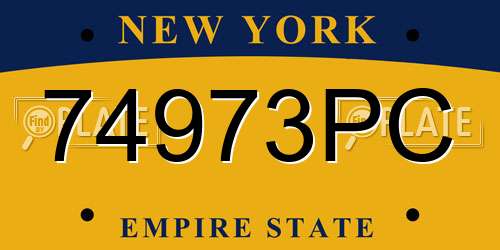 74973PC New York License Plate