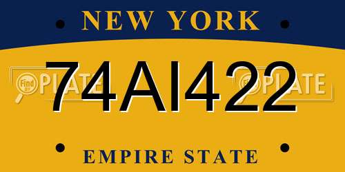 74AI422 New York License Plate