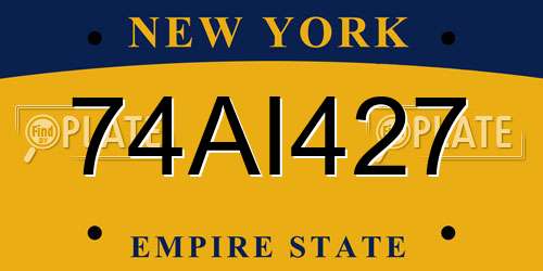 74AI427 New York License Plate