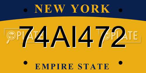 74AI472 New York License Plate
