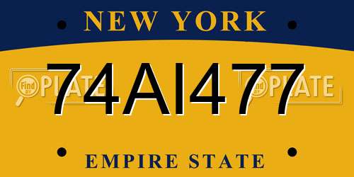 74AI477 New York License Plate