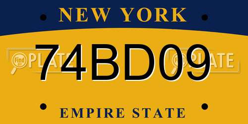 74BD09 New York License Plate