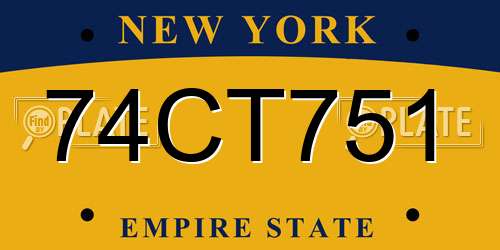 74CT751 New York License Plate