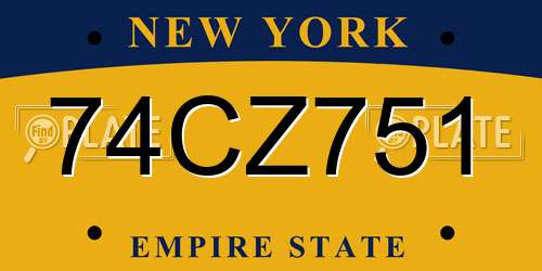 74CZ751 New York License Plate