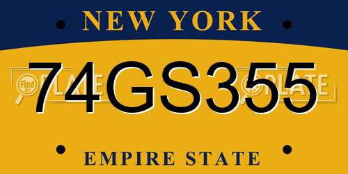 74GS355 New York License Plate
