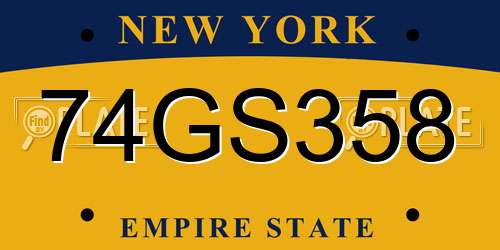 74GS358 New York License Plate