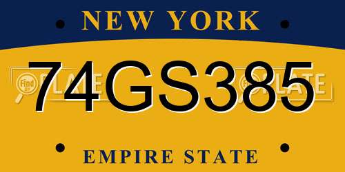 74GS385 New York License Plate