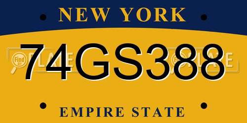 74GS388 New York License Plate