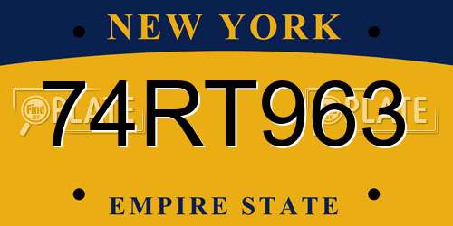 74RT963 New York License Plate
