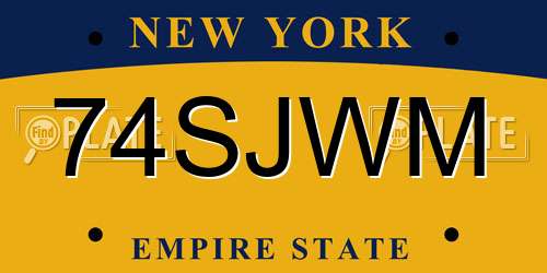 74SJWM New York License Plate