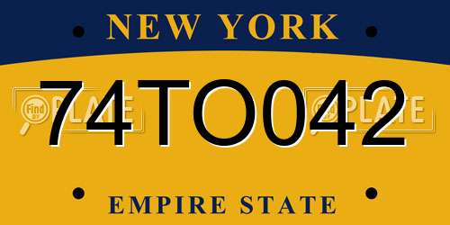 74TO042 New York License Plate