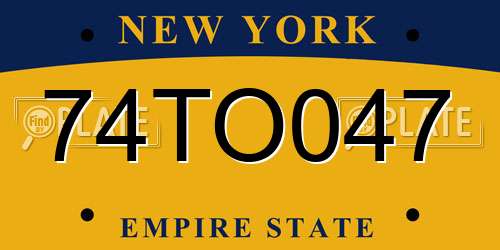 74TO047 New York License Plate