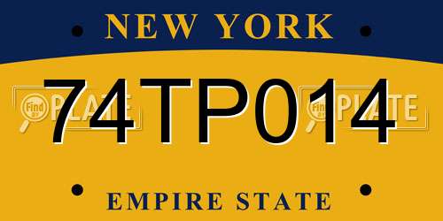 74TP014 New York License Plate