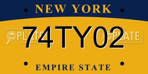 74TY02 New York License Plate