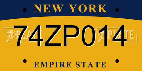 74ZP014 New York License Plate