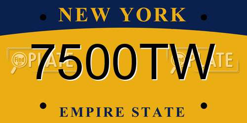 7500TW New York License Plate