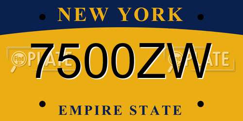7500ZW New York License Plate