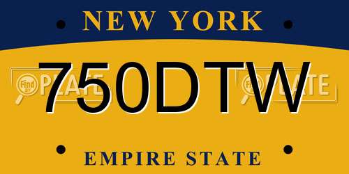 750DTW New York License Plate