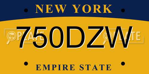 750DZW New York License Plate