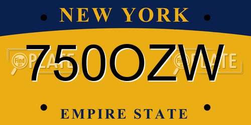 750OZW New York License Plate