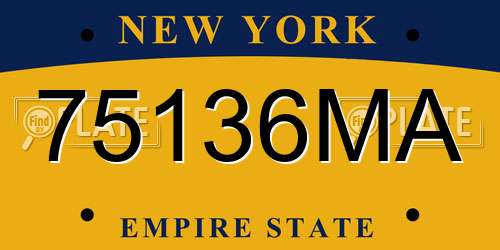 75136MA New York License Plate