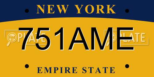 751AME New York License Plate
