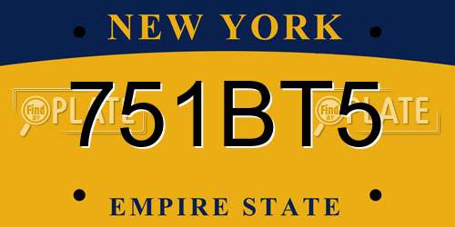 751BT5 New York License Plate