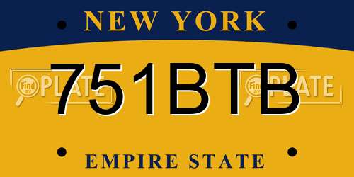 751BTB New York License Plate