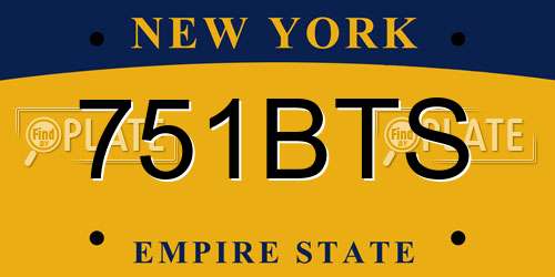 751BTS New York License Plate