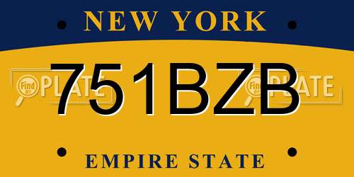 751BZB New York License Plate