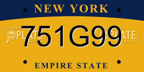 751G99 New York License Plate