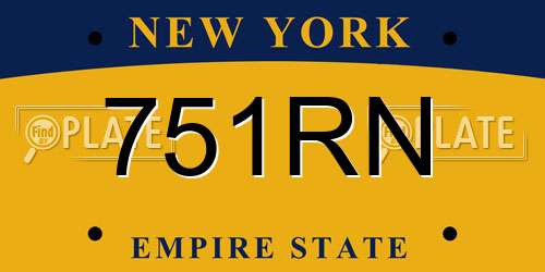 751RN New York License Plate