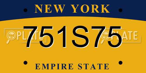 751S75 New York License Plate