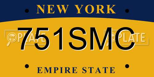 751SMC New York License Plate