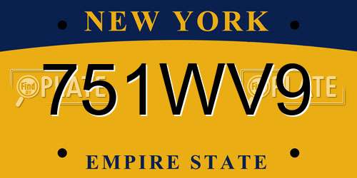 751WV9 New York License Plate