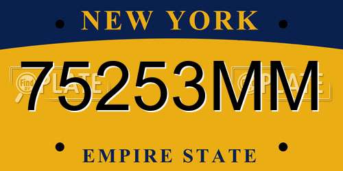 75253MM New York License Plate