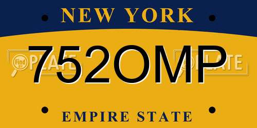 752OMP New York License Plate