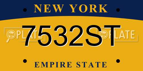 7532ST New York License Plate