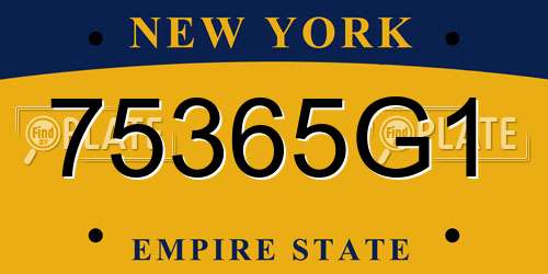 75365G1 New York License Plate