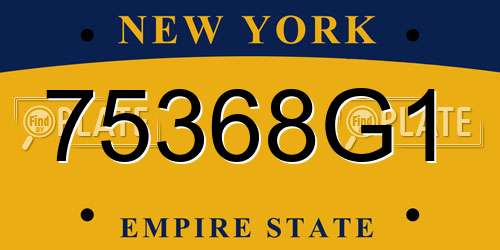 75368G1 New York License Plate