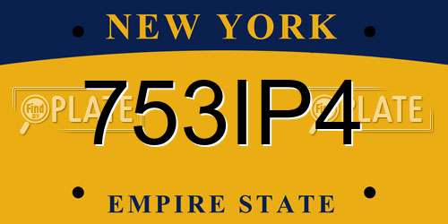 753IP4 New York License Plate