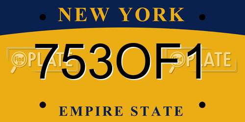 753OF1 New York License Plate