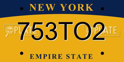 753TO2 New York License Plate