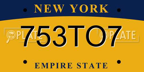 753TO7 New York License Plate