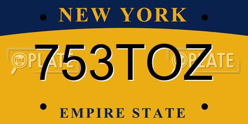 753TOZ New York License Plate