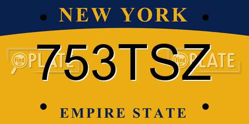 753TSZ New York License Plate